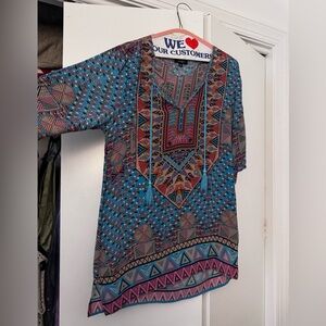 Tolani Geometric Multicolor Tunic Top